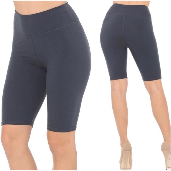 1 LEFT! RESTOCKED! Charcoal High Waist Uber Soft Biker Shorts - Picture 3 of 5